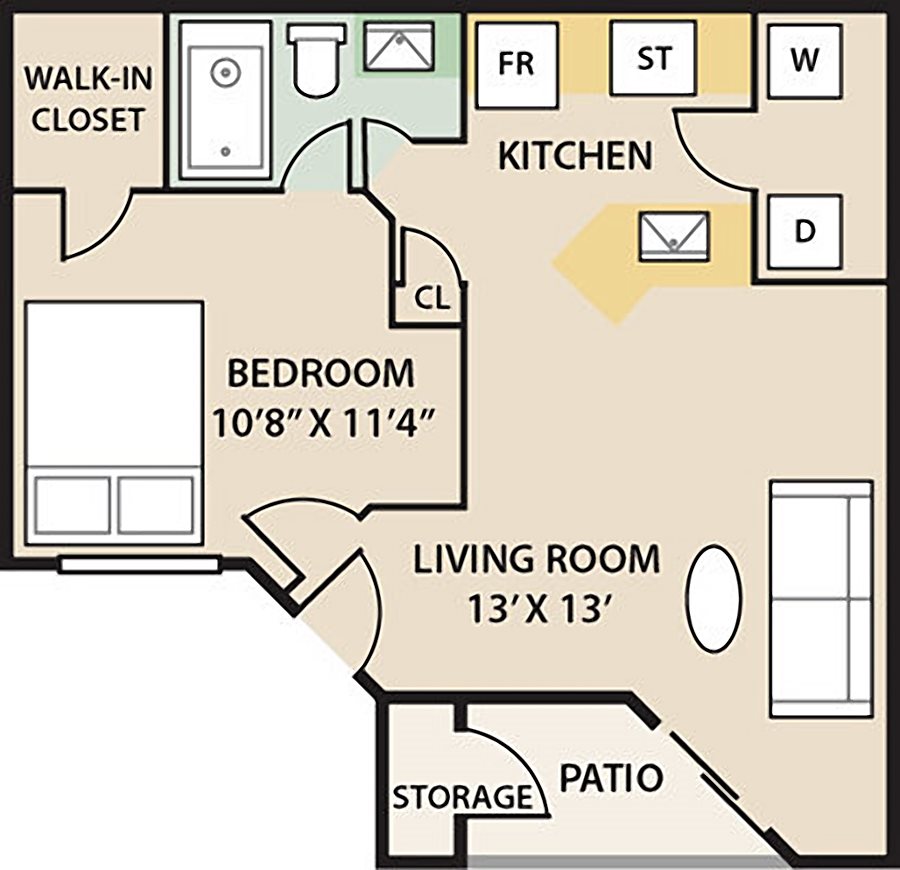 The Oxford The Glades 1 Bedroom 1 Bath